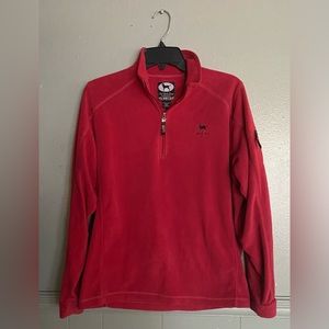 The Black Dog Womens Red Fleece 3/4 zip hoodie size Large